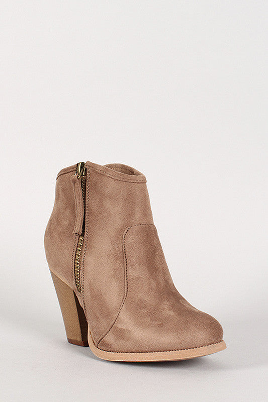 Liliana Zipper Chunky Heeled Western Ankle Boots