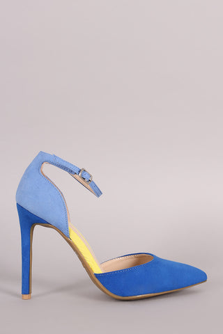 Bamboo Suede Buckled Strap Chunky Heel