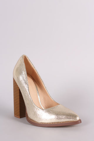 Bamboo Suede Buckled Strap Chunky Heel