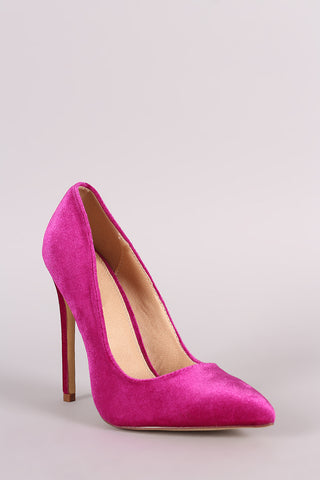 Bamboo Suede Buckled Strap Chunky Heel