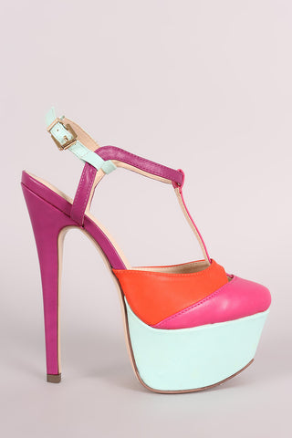 Bamboo Suede Buckled Strap Chunky Heel