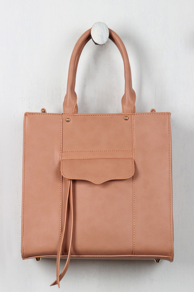 Structured Boxy Vegan Leather Tote Bag
