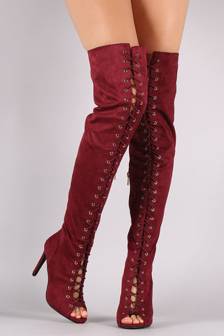 Bamboo Suede Buckled Strap Chunky Heel