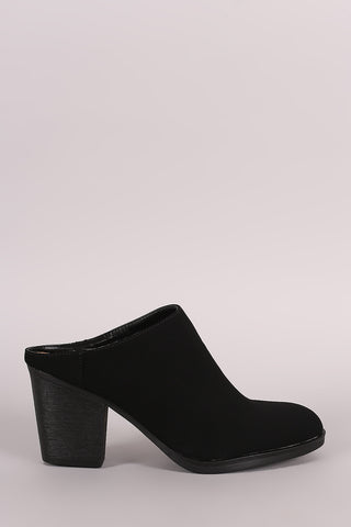 Bamboo Suede Buckled Strap Chunky Heel