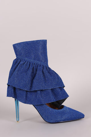Bamboo Suede Buckled Strap Chunky Heel