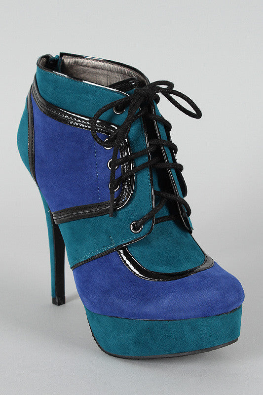 Dollhouse Two Tone Lace Up Platform Bootie