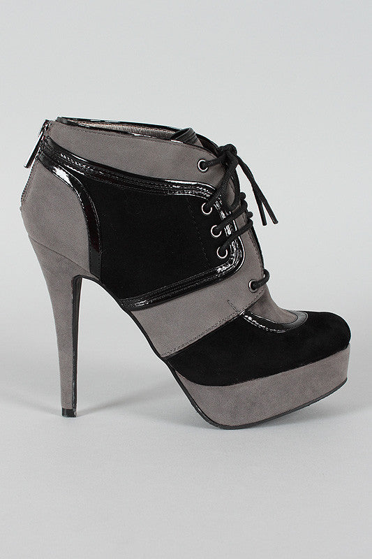 Dollhouse Two Tone Lace Up Platform Bootie