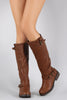 Breckelle Studded Buckle Riding Knee High Boot