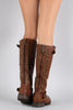 Breckelle Studded Buckle Riding Knee High Boot