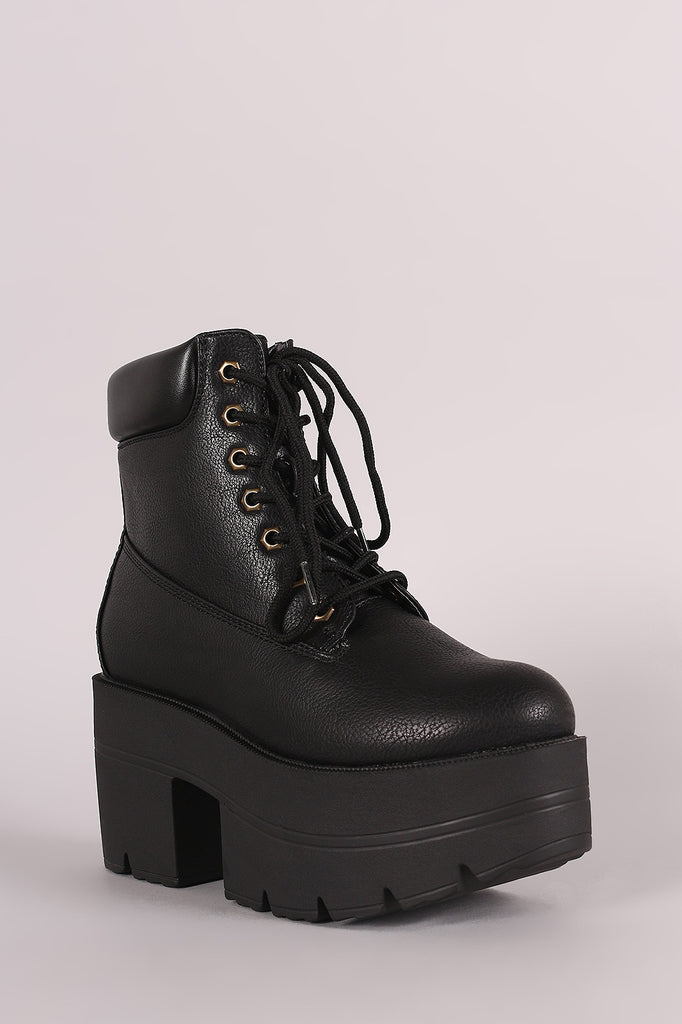 Shoe Republic LA Round Toe Lug Sole Chunky Platform Booties