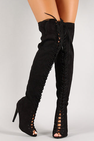 Python Buckled Riding Knee High Boots