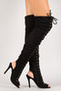 Lace Up Back Cut Out Over The Knee Boot