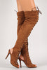 Lace Up Back Cut Out Over The Knee Boot