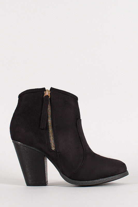 Liliana Zipper Chunky Heeled Western Ankle Boots