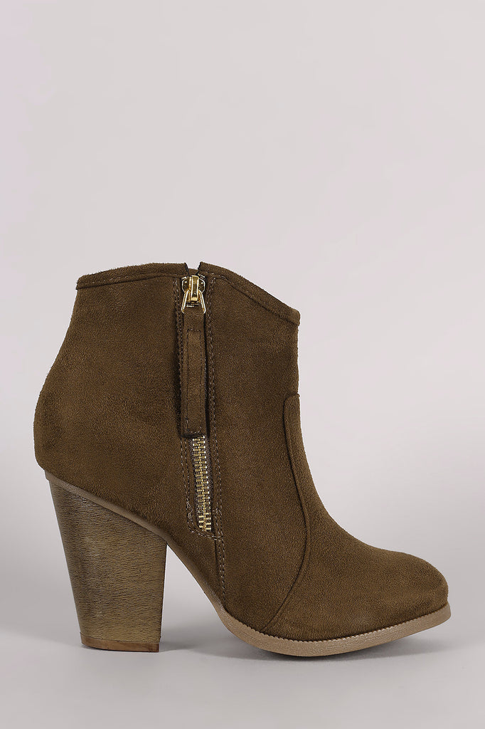 Liliana Zipper Chunky Heeled Western Ankle Boots