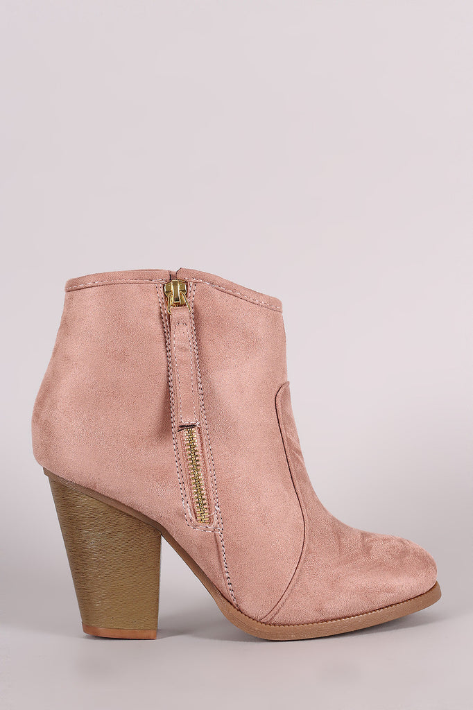 Liliana Zipper Chunky Heeled Western Ankle Boots