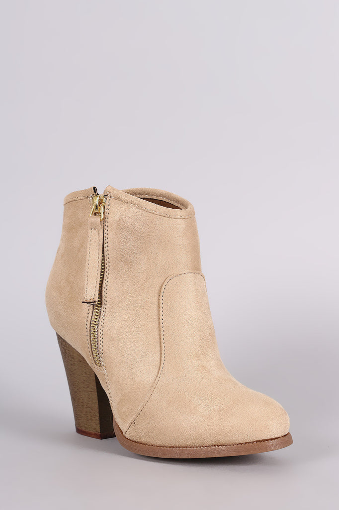 Liliana Zipper Chunky Heeled Western Ankle Boots