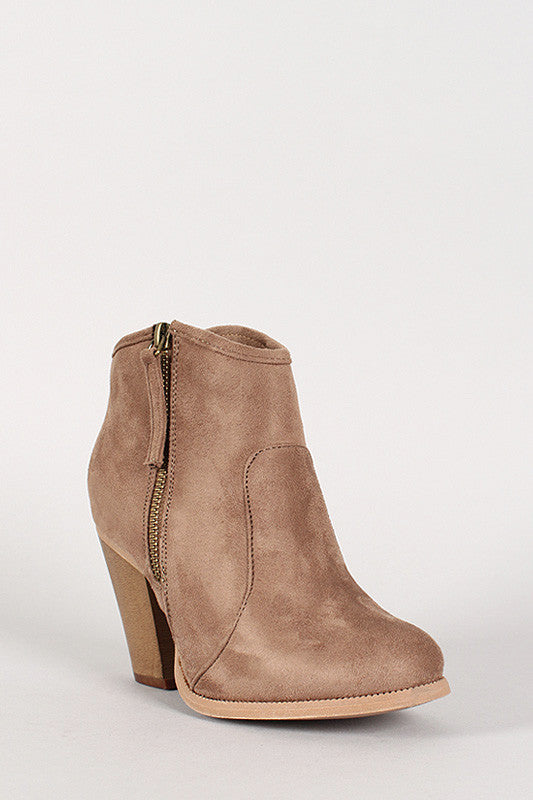 Liliana Zipper Chunky Heeled Western Ankle Boots