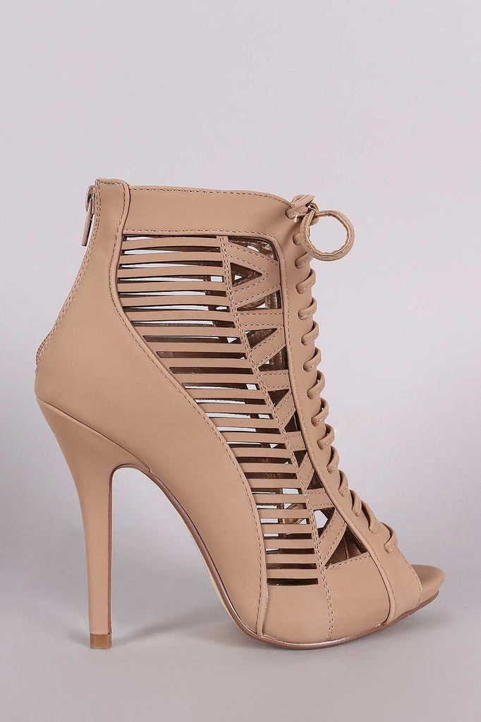 Nubuck Cutout Peep Toe Ankle Bootie