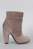 Bamboo Suede Slouchy Round Toe Platform Heeled Booties