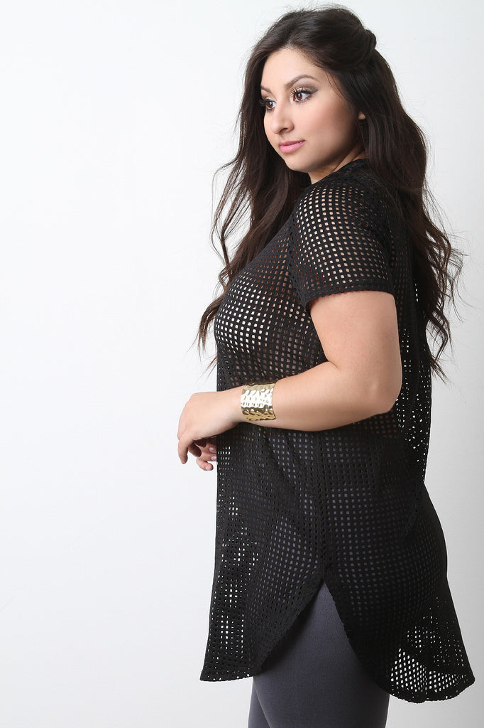 Perforated Chain Necklace Tunic Top