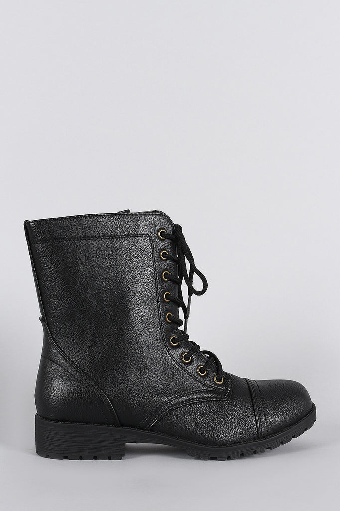 Bamboo Vegan Leather Combat Lug Booties