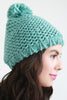 Loose Knit Pom Pom Beanie