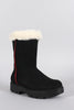 Faux Fur Round Toe Lug Sole Mid Calf Boots