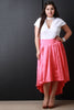 Pleated Taffeta High-Low Skirt