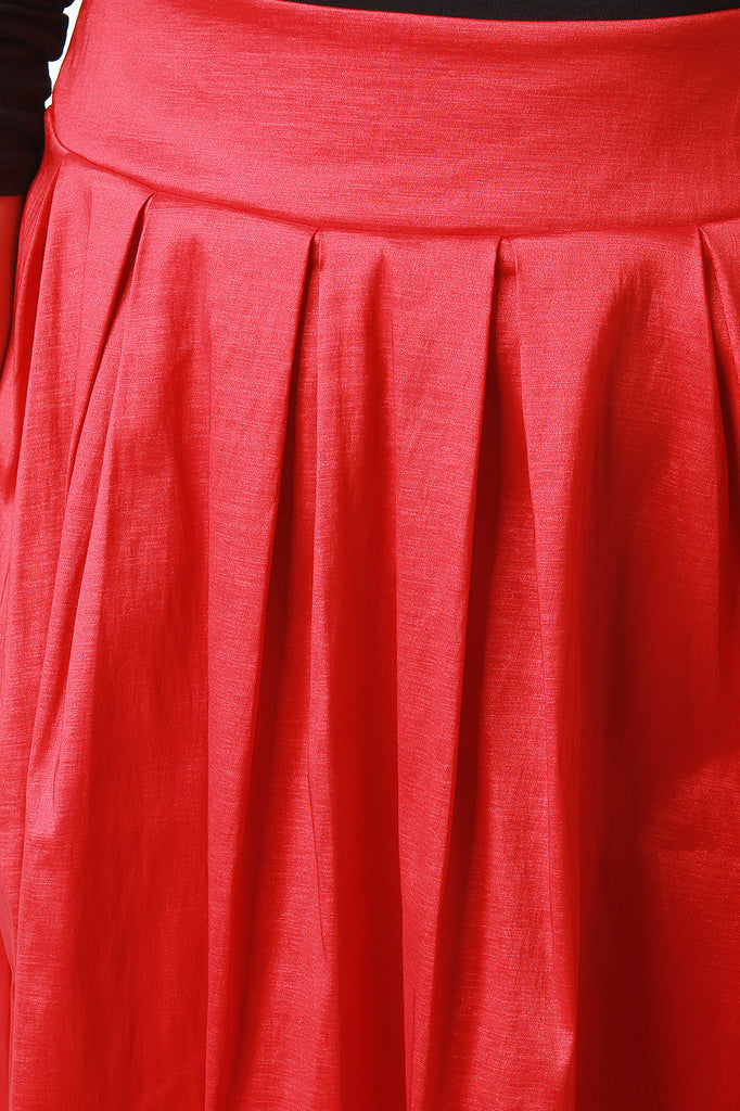 Pleated Taffeta High-Low Skirt