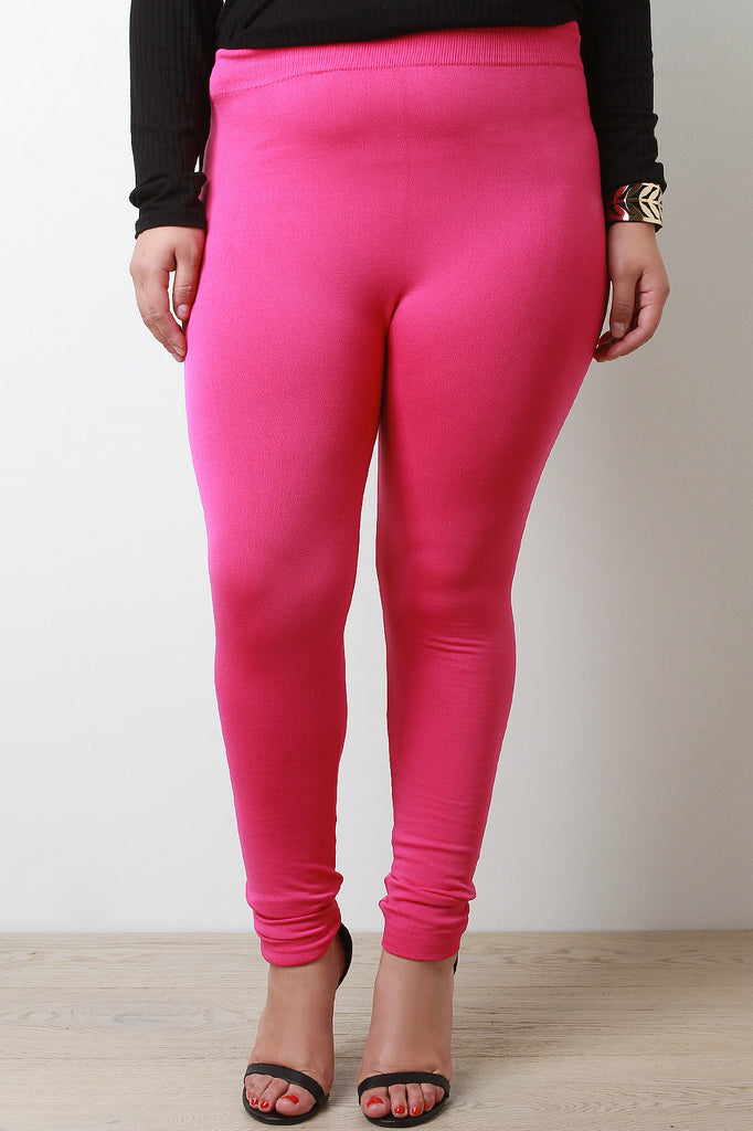 Solid Fleece Knit Leggings