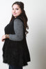 Back Contrast Knit Sleeveless Drape Faux Fur Vest