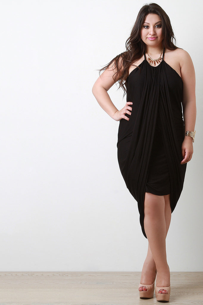 Round Gathered Neckline Dress