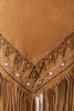 Embroidered Fringe Suede Triangle Scarf