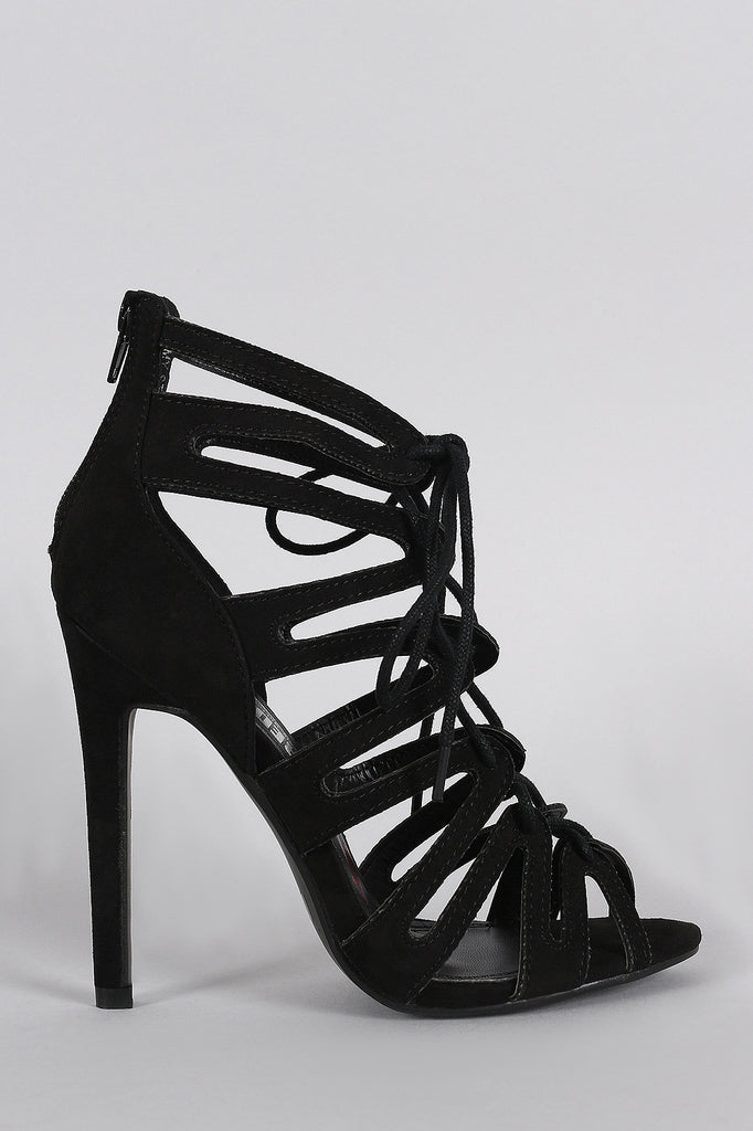 Suede Strappy Corset Lace Up Stiletto Heel