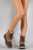 Bamboo Contrast Lace Up Round Toe Duck Ankle Boots