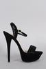 Anne Michelle Rhinestone Suede Ankle Strap Platform Heel