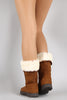 Bamboo Suede Fur Cuff Mid Calf Flat Boots