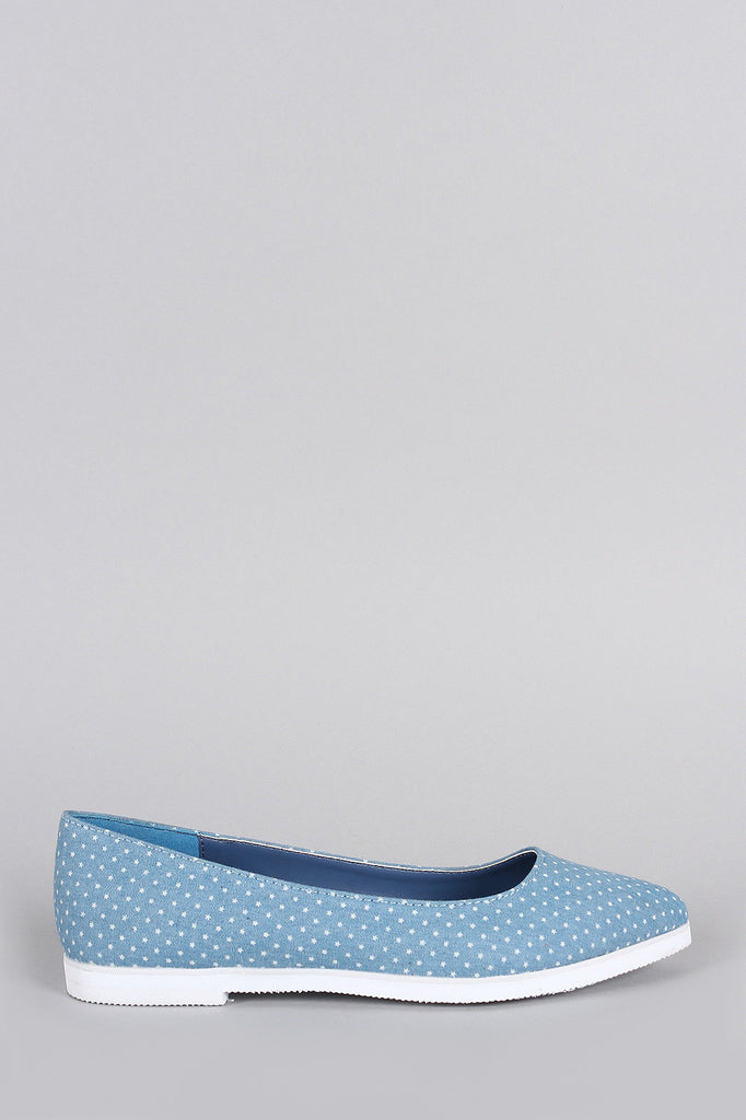 Denim Stars Print Slip On Loafer Flat