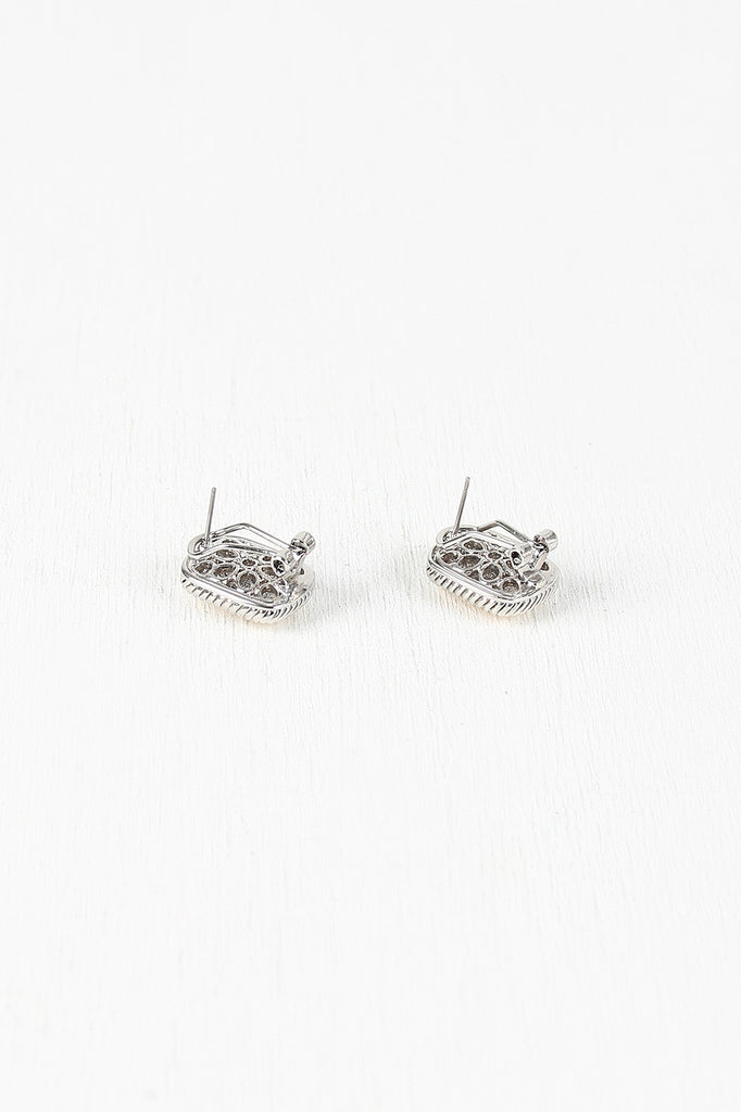 Hammered Rectangular Clip Earrings