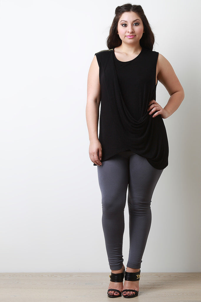 Sleeveless Asymmetrical Draping Top