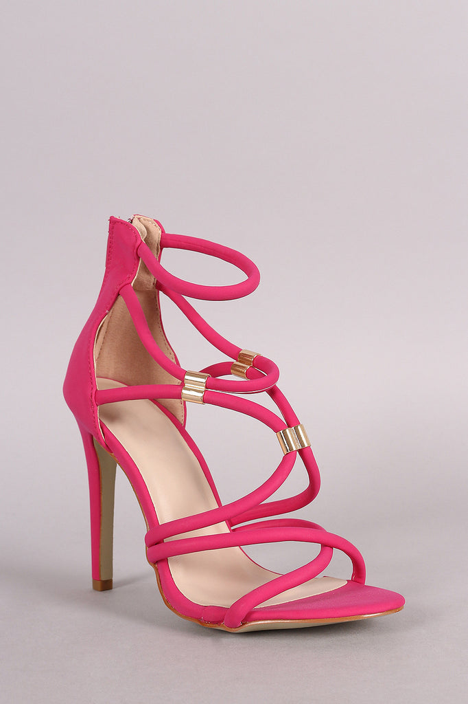 Nubuck Strappy Hardware Embellished Open Toe Heel