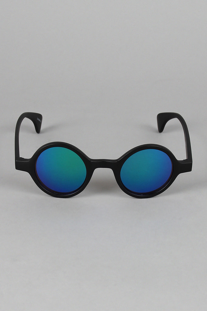 Matte Horn Rim Mirrored Sunglasses