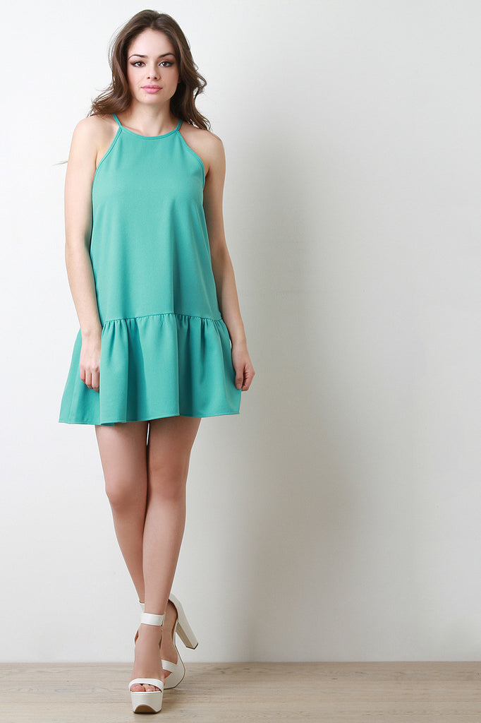 Relaxed Mini Halter Neck Dress