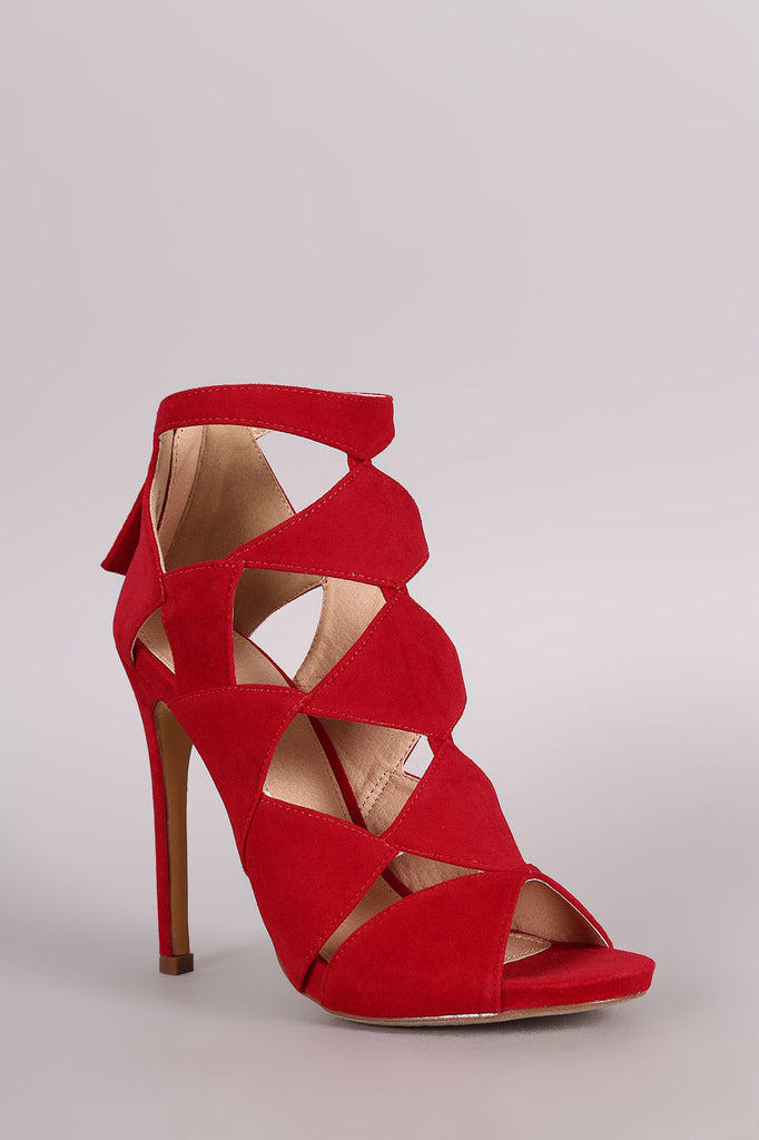 Liliana Suede Cutout Peep Toe Stiletto Heel