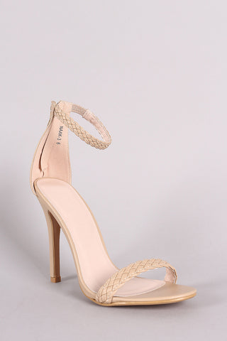 Woven Braided Straps Open Toe Heel