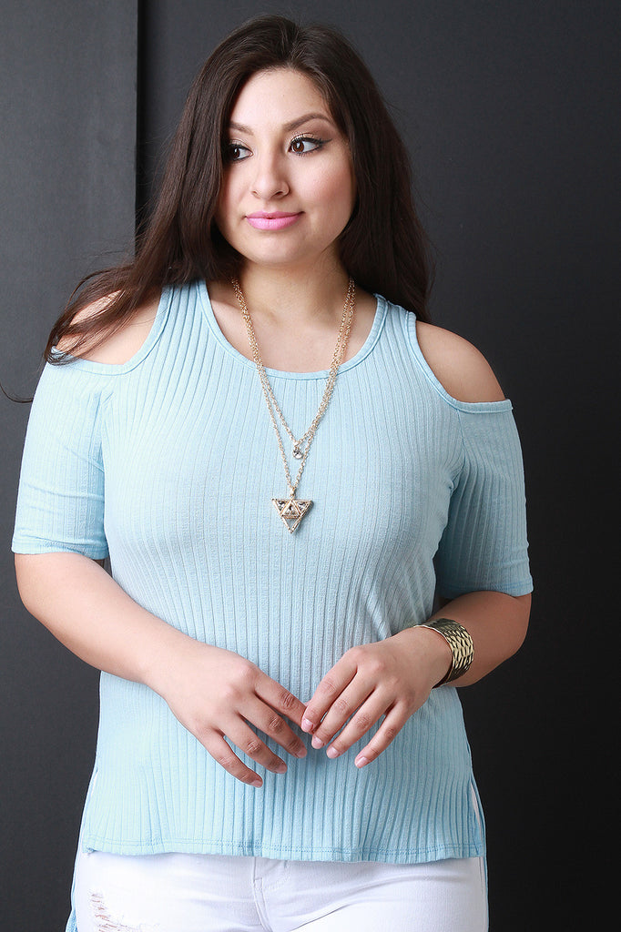 High Low Cold Shoulder Necklace Top