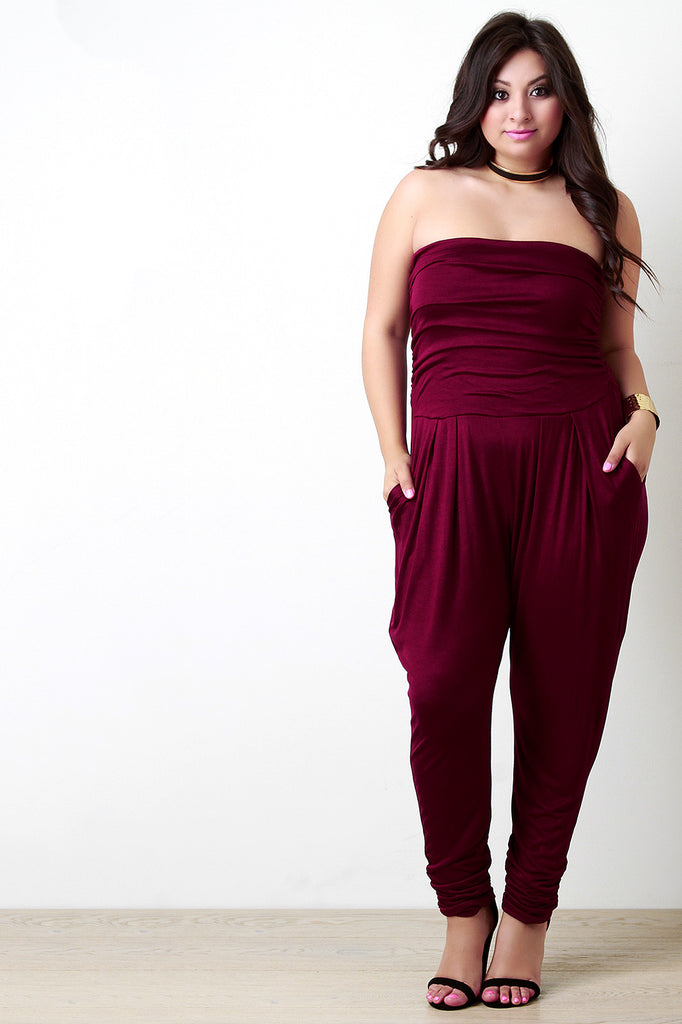 Strapless Ruched Jumpsuit