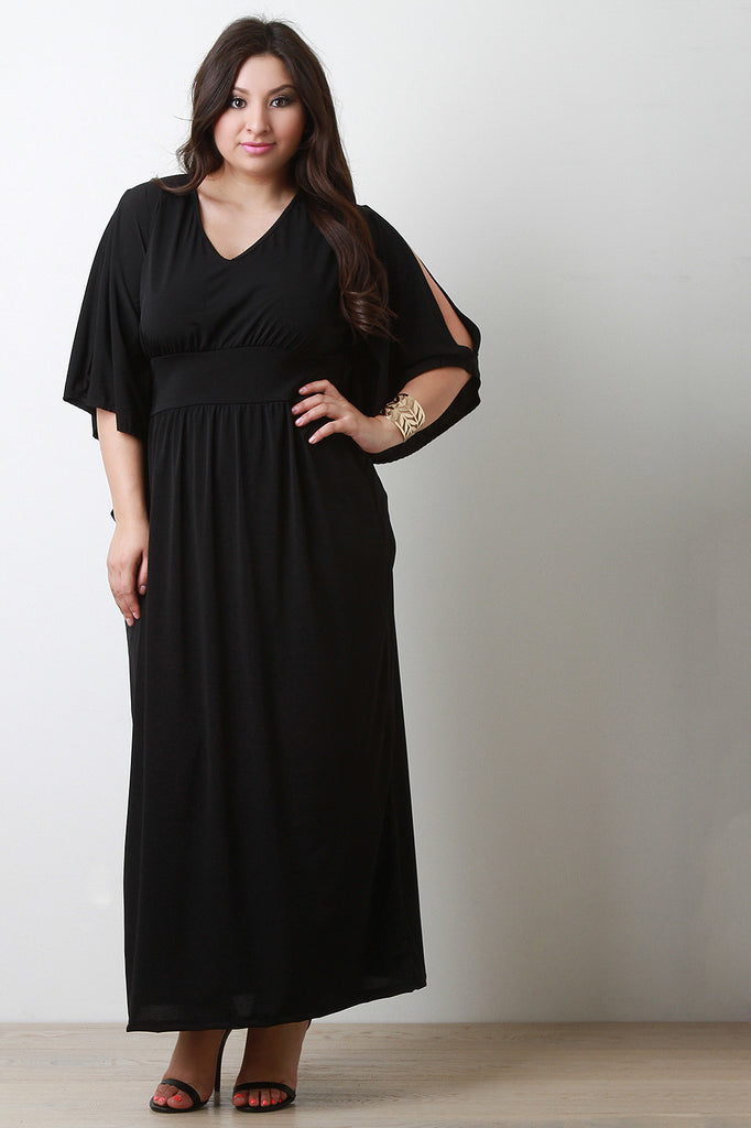 Empire Waist Cold Shoulder Maxi Dress