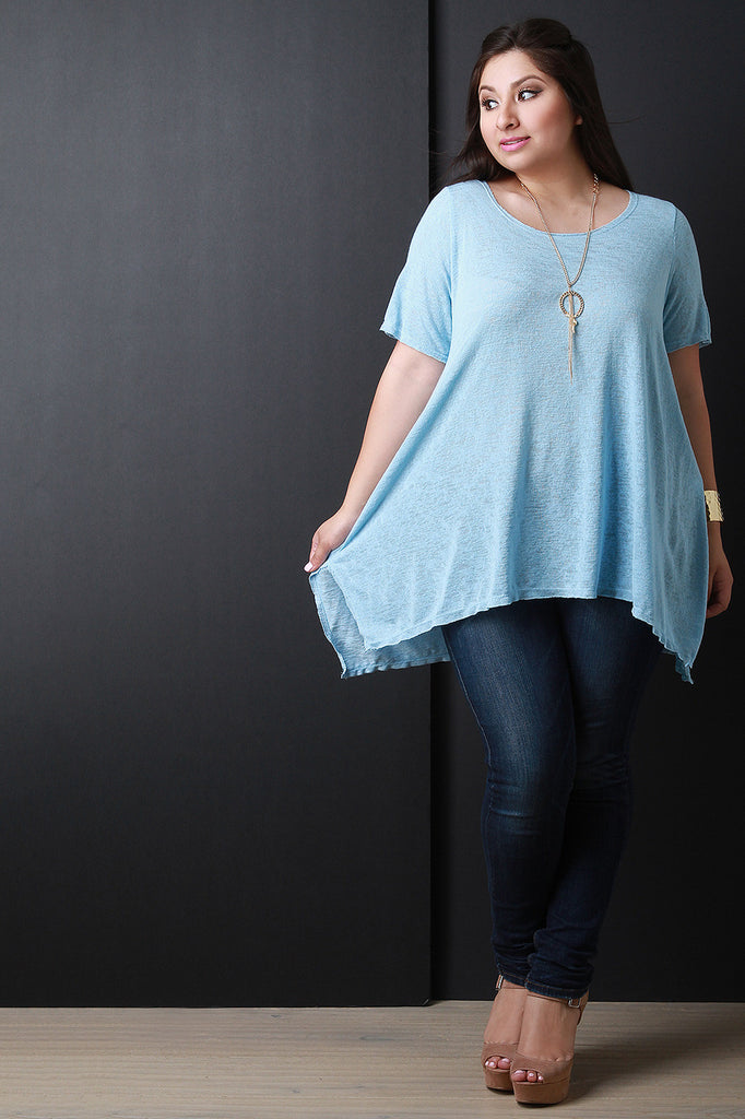 Hacci Knit Round Neck Sharkbite Tunic